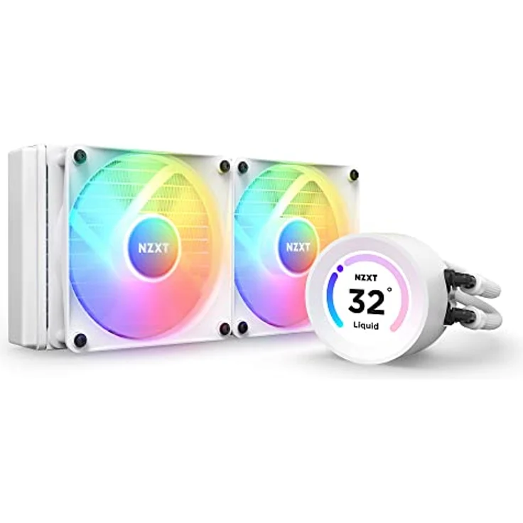 NZXT Kraken Elite 240 RGB - RL-KR24E-W1-240mm AIO CPU Wasserkühlung - 2,36" LCD Display 640x640-2x120mm RGB Core Fans - EIN Breakoutkabel zur einfachen Installation - anpassbar durch NZXT CAM – Bild 1