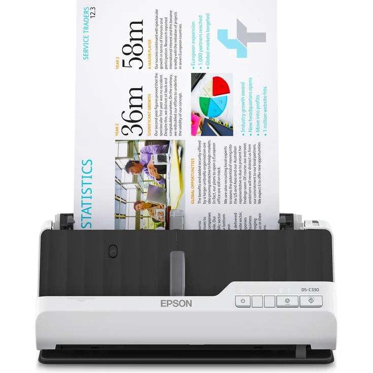 Epson DS-C330 Dokumentenscanner, Farbtiefe von 30 Bits, A4-Format, Duplex-Funktion, USB 2.0, grau – Bild 1