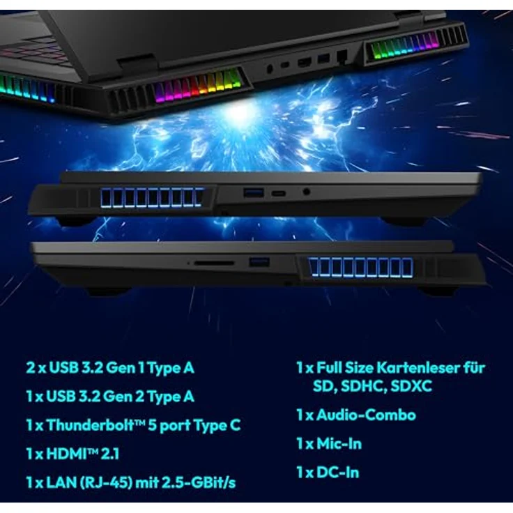 MEDION Beast 18 X1 30039675, 18" QHD+ Laptop mit Intel® Core™ Ultra 9-275HX, 32GB RAM, 2TB SSD, RTX 5090, schwarz, Windows 11 – Bild 9