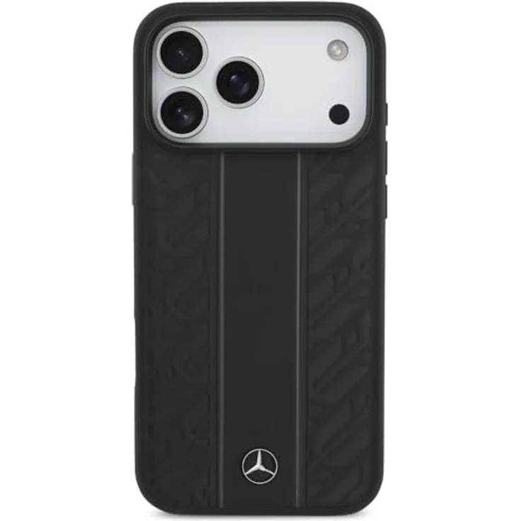CG MOBILE Mercedes Leder Lorbeerblätter-Streifen Schutzhülle für iPhone 17 Pro Max, kompatibel mit MagSafe, Echtleder, Schwarz – Bild 3