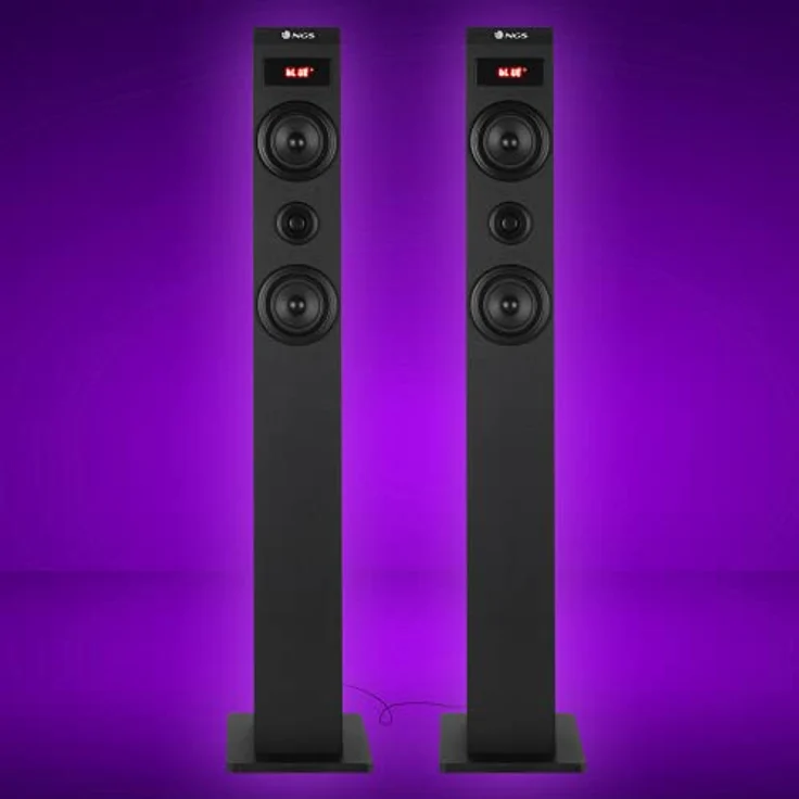 NGS Sky Charm - 50W Bluetooth Sound Tower mit Fernbedienung, Optischem Eingang, USB, FM Radio und AUX IN (SKYCHARM 2.1) in Hochwertigem Material - Schwarz – Bild 5