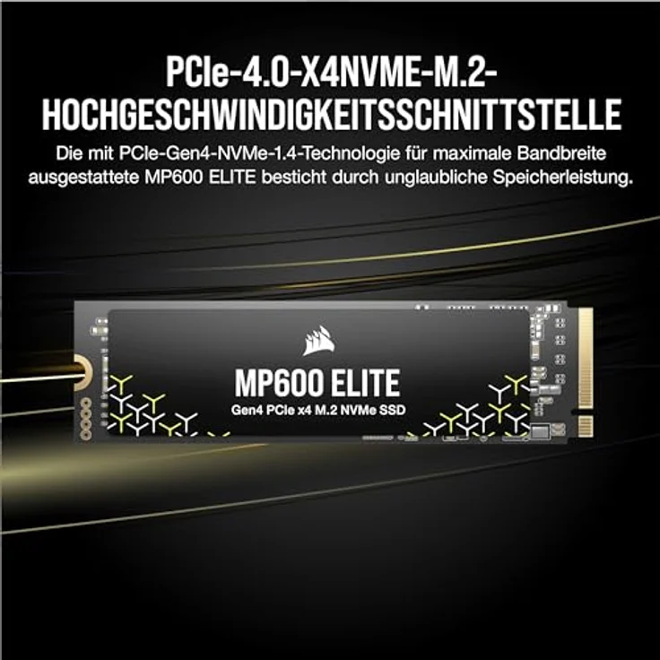 Corsair MP600 ELITE 2TB M.2 PCIe Gen4 x4 NVMe SSD - Bis zu 7.000MB/Sek. Lesegeschwindigkeit - High-Density 3D TLC NAND - Schwarz – Bild 4