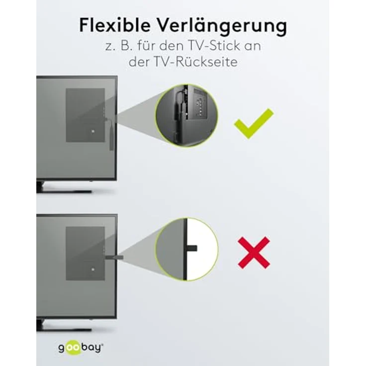 goobay 64824 HDMI Flexadapter 4K @ 60Hz / Erweiterung für HDMI Kabel/HDMI Verlängerung/Verlängerungskabel HDMI Stecker/Flexibel und biegsam/Für Monitore, PS5, Xbox, Apple TV/schwarz / 10cm – Bild 5