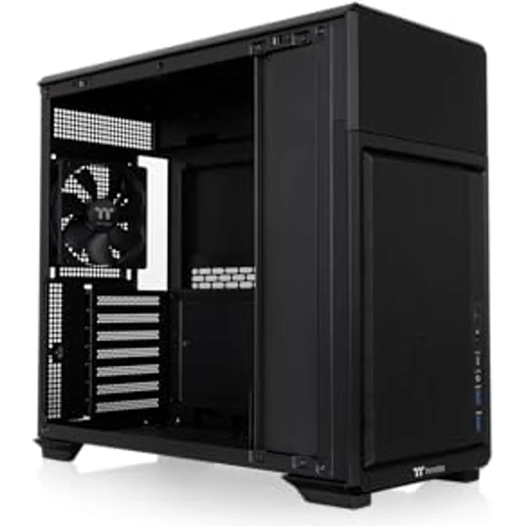 Thermaltake TR300 TG, Mid-Tower PC-Gehäuse mit 3-mm-Tempered Glass, 120mm Fan und Power Extension Cord, Schwarz – Bild 1