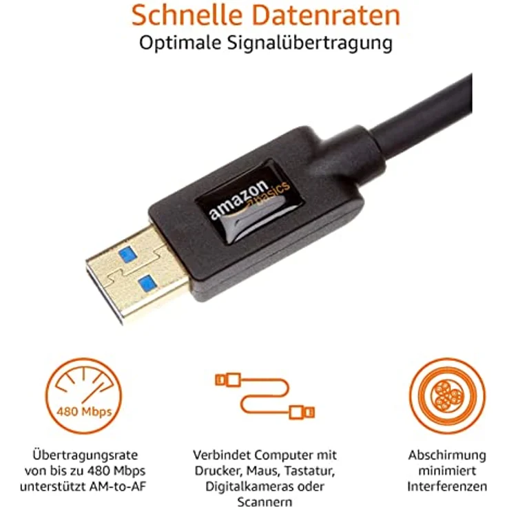 AmazonBasics USB 3.0-Verlängerungskabel (A-Stecker auf A-Buchse) 3 m (Abwärtskompatibilität zu USB 2.0 und 1.1 ) - Preisvergleich – Bild 3