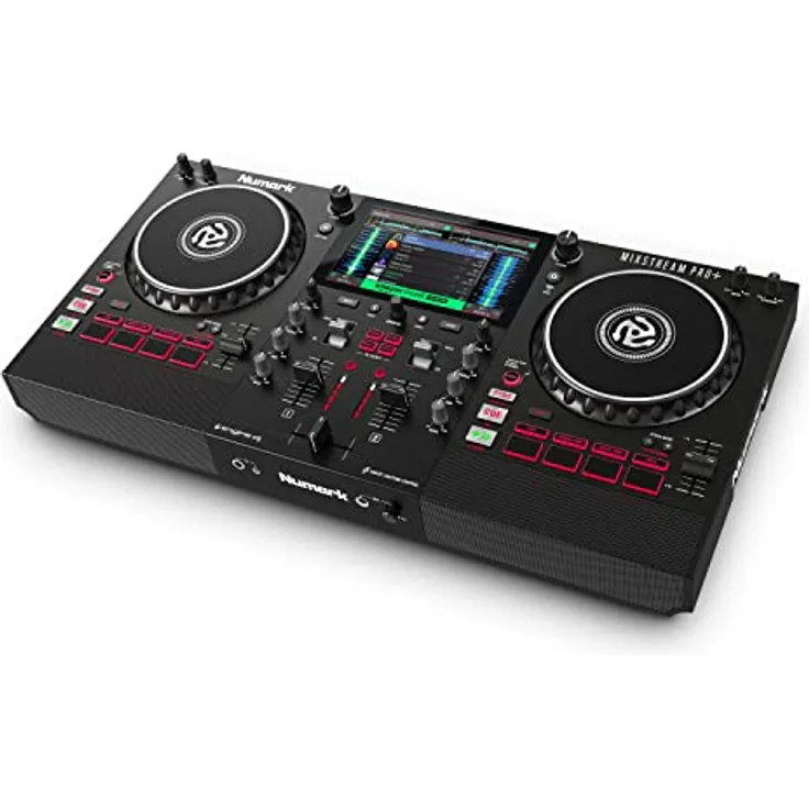 Numark Mixstream Pro+ Standalone DJ Controller, Amazon Music Unlimited Streaming, DJ Mischer, Touchscreen, WLAN, Lautsprecher, kompatibel mit Serato & Virtual DJ