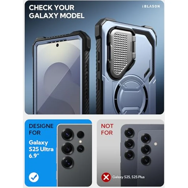 i-Blason Armorbox für Samsung Galaxy S25 Ultra Hülle Magsafe mit Kameraschutz Bumper Case 360 Grad Handyhülle Robust Schutzhülle mit Displayschutz und Ständer für Galaxy S25 Ultra 2025 (Blau) – Bild 2