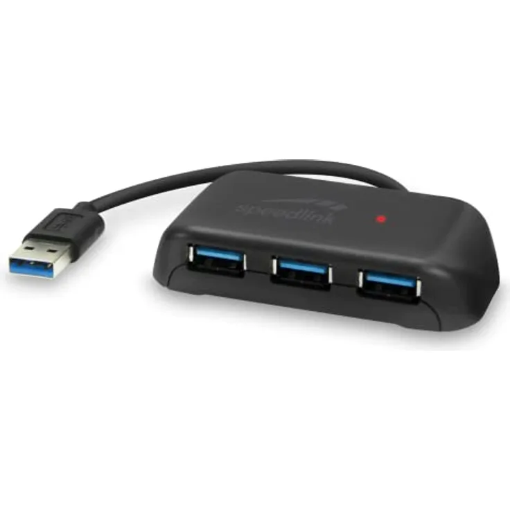 Speedlink SNAPPY EVO 4 Port USB Hub – passiver USB-A 3.1 Gen 1 Hub mit 3x USB-A und 1x USB-C für eine schnelle Datenübertragung mit bis zu 5 Gbit/s, Anschluss über USB-A, schwarz