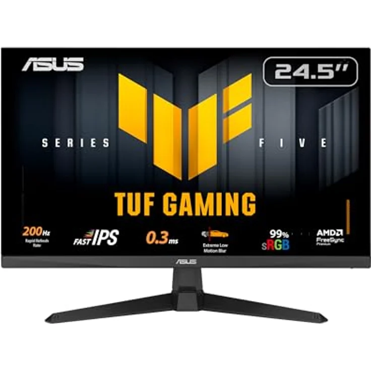 ASUS TUF Gaming VG259Q5A, 25 Zoll Full HD Monitor mit 200 Hz, 0.3ms GtG, G-Sync und FreeSync, Fast-IPS Panel, 1920x1080, ELMB, DisplayPort, HDMI, Lautsprecher – Bild 1