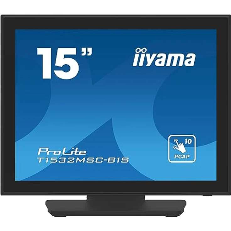 iiyama Prolite T1532MSC-B1S 38cm 15" LED-Monitor XGA 10 Punkt Multitouch kapazitiv VGA HDMI DP IP54 Front schwarz – Bild 1