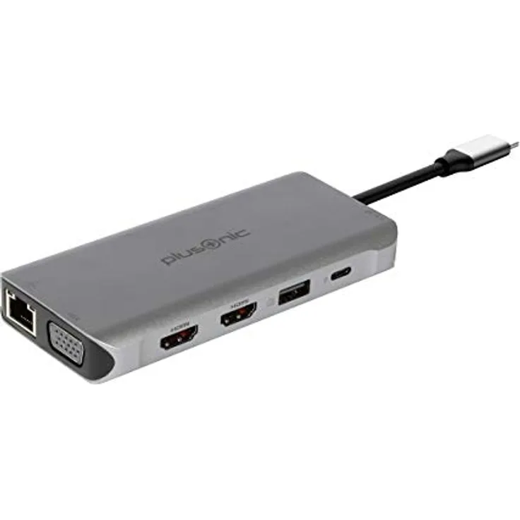 Plusonic USB-C Docking Adapter 8 in1 with HDMI/VGA/LAN/USB