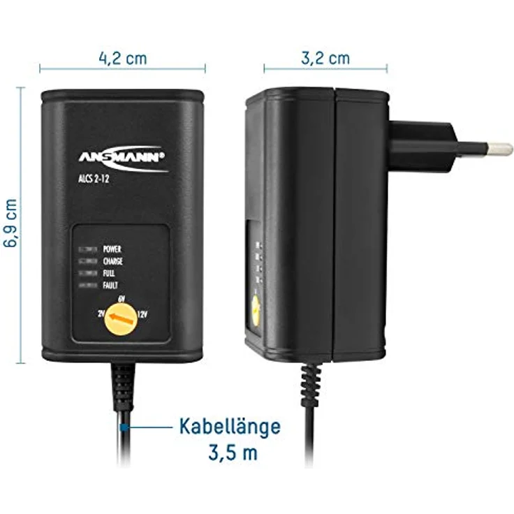 ANSMANN Batterie Ladegerät 2V - 6V - 12V mit Erhaltungsladung zum Laden & Einlagern von Blei Akkus (Gel, Wet, MF, VRLA, AGM) für Oldtimer, Motorrad, Roller, Rasenmäher, Boote usw. – Bild 3