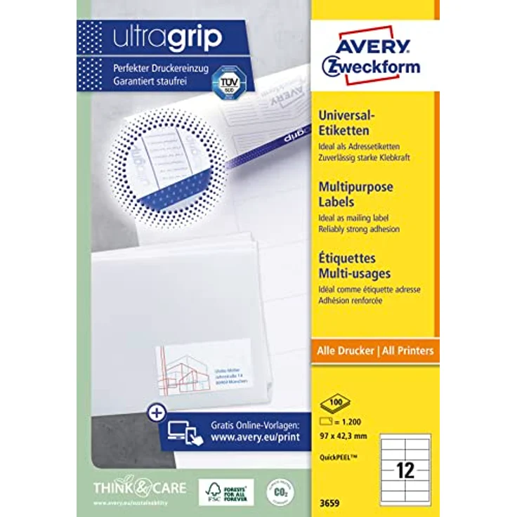 Zweckform 3659 Avery Etiketten 97 x 42.3mm weiß – Bild 13