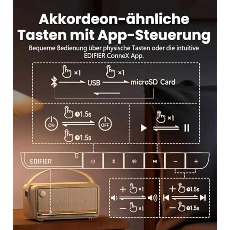 Edifier MP330, Bluetooth Lautsprecher mit 19 h Akkulaufzeit, weiss – Bild 7