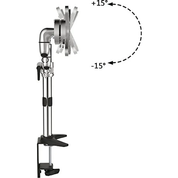 PureMounts PM-STYLE-DM-23D Schreibtisch Halterung für 2 Monitore bis 69cm (27 Zoll), schwenkbar, neigbar, drehbar VESA 100, Armlänge: 2x32cm – Bild 6