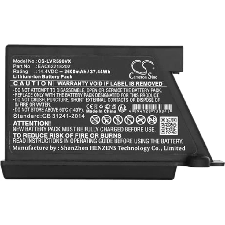 Cameron Sino CS-LVR590VX Akku 2600mAh Kompatibel mit [LG] HomBot R66803VMNP, HomBot VCARPETX, HomBot VHOMBOT1, HomBot VHOMBOT3, HomBot VPARQUET, HomBot VR1010GR, HomBot VR1012BS, HomBot VR1012W, HomBot VR1013RG, Li-ion 37.44Wh – Bild 5