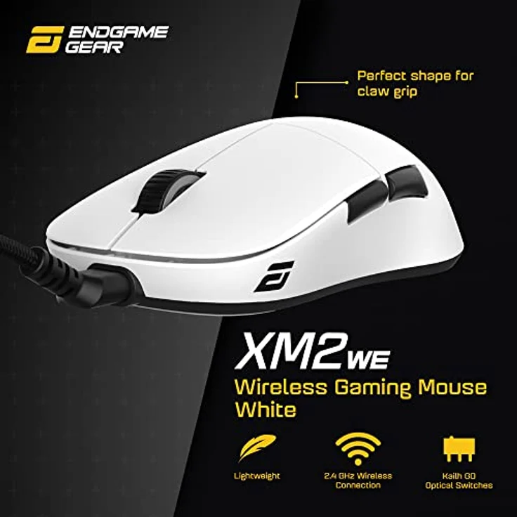 Endgame Gear - XM2we Gaming Maus Kabellos - Wireless Gaming Maus für PC 2,4-GHz Band, 19.000 CPI - Weiß – Bild 2
