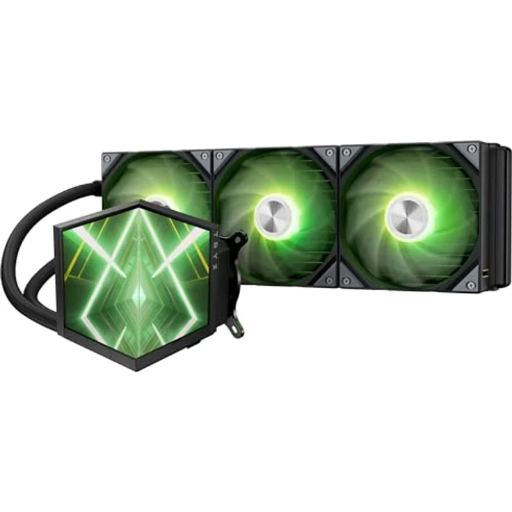 TRYX STAGE ARGB 360 AIO Wasserkühlung Schwarz | Hochleistungs-CPU-Kühler mit zwei 4,0-Zoll-IPS-Displays, 360-mm-Radiator und drei 120-mm-ARGB-Lüftern für leise Kühlung – Bild 1