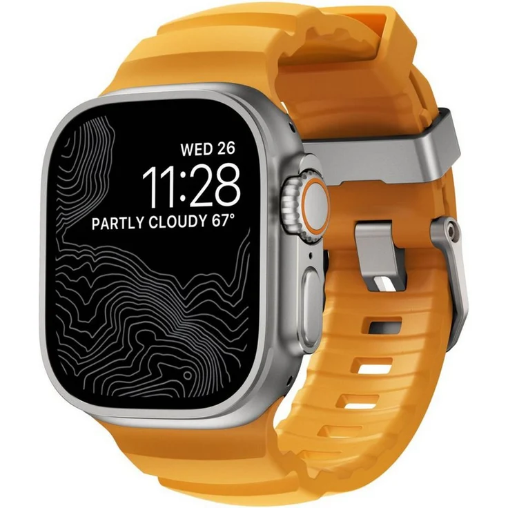 Nomad Smartwatch-Armband Rocky Point Band 42/44/45/49mm Sol Connector, Hochwertiges Uhrenarmband aus FKM in Titan-Look – Bild 1