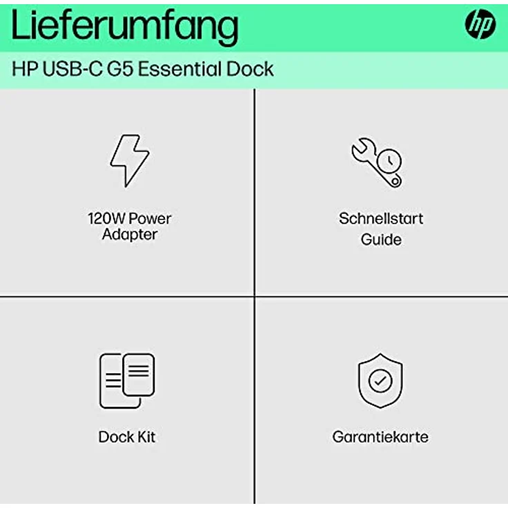 HP USB-C G5 Essential Dockingstation | USB-C Hub | USB Hub | Thunderbolt | USB-C | USB 3.0 | 2x 1.4 DisplayPorts | HDMI 2.0 | Audio | RJ-45 | Schwarz – Bild 5