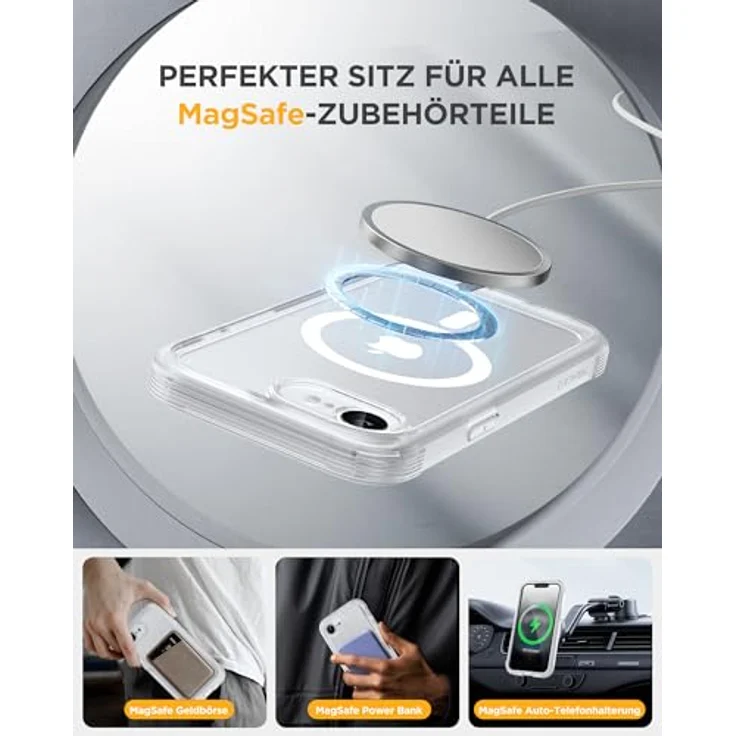 Miracase iPhone 17e & 16e Hülle für MagSafe, 360° Ganzkörper-Stoßfest mit kratzfestem Panzerglas-Schutz, Voll-Kameraschutz, langlebige Mattklare Handyhülle – Bild 5
