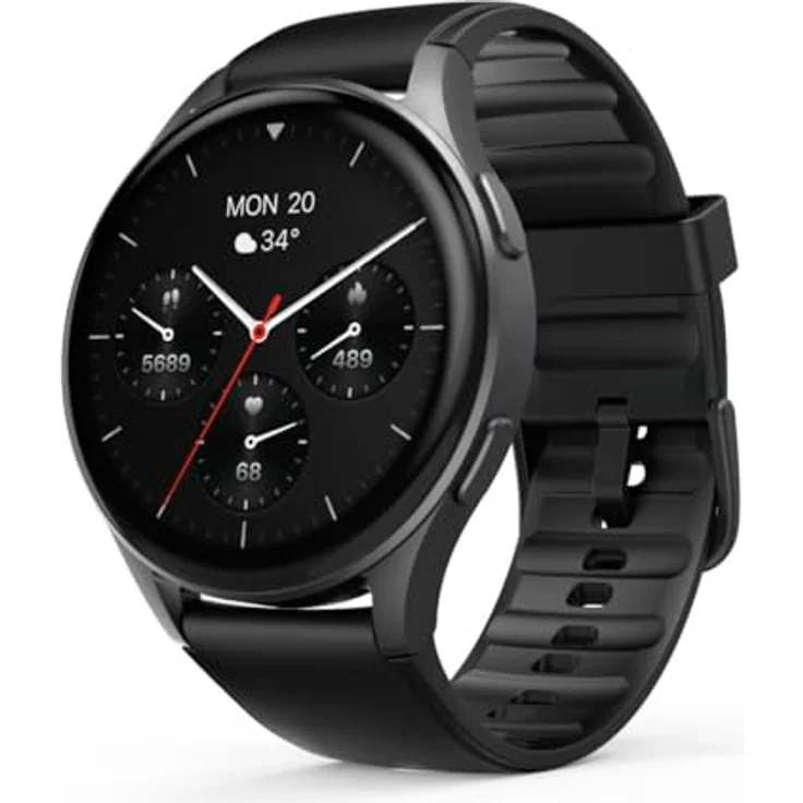 Hama Smartwatch 8900, GPS, AMOLED 1.43 Zoll, Telefonfunktion, Alexa, rund, Schwarz – Bild 1