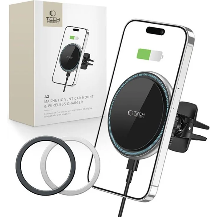Tech-Protect A2 Auto Handyhalter mit MagSafe 15W Induktivlader für Lüftungsschlitze - Schwarz