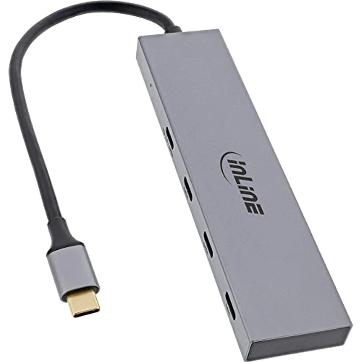 InLine® USB 3.2 Gen.2 Hub (10Gb/s), USB Typ-C zu 4 Port Typ-C (1 Port Power Through bis 100W), OTG, Aluminiumgehäuse, grau, ohne Netzteil – Bild 4