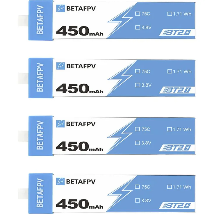 BETAFPV Multicopter-Akku 450 mAh 1S 75C LiPo für Cetus X FPV Kit, 4er Pack