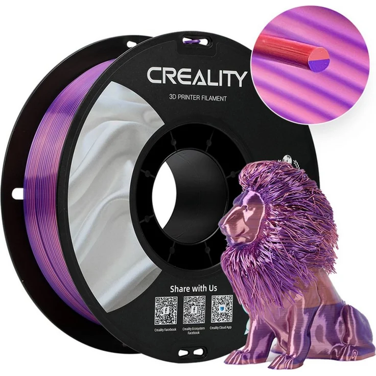 Creality CR-Silk PLA Filament, 1 kg, 1,75 mm, rosa/lila, glänzende Optik und seidige Haptik