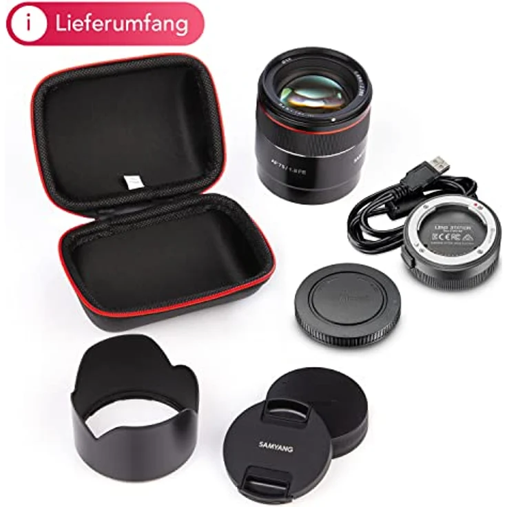 Samyang AF 75mm F1.8 FE Portrait Objektiv Set mit Lens Station – Autofokus, Vollformat/APS-C, kompatibel mit Sony E Mount für A9 II A7 III A7C II A7C R A6600, kompakt und lichtstark – Bild 4