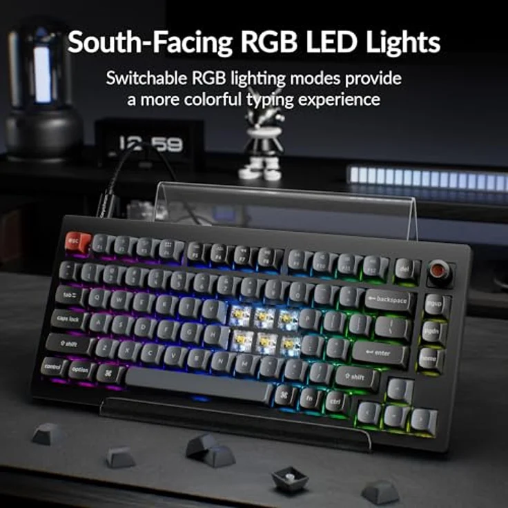Keychron V1 8K, 75% Kabelgebundene Mechanische Tastatur, programmierbar über QMK/VIA, Hot-Swappable Super Banana-Schaltern, 8000 Hz Abtastrate, RGB-LED für Mac, Windows und Linux – Bild 4