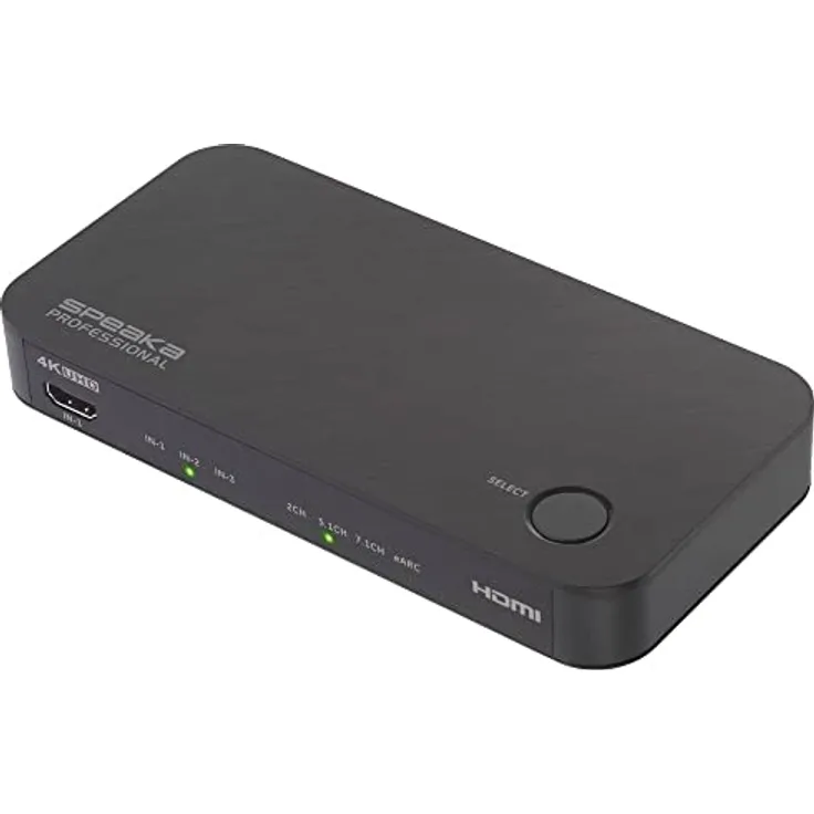 SpeaKa Professional TV, Receiver, Audio Extraktor SP-HDA-510 [HDMI - HDMI] 3840 x 2160 Pixel eARC, S/PDIF- + Analogausg