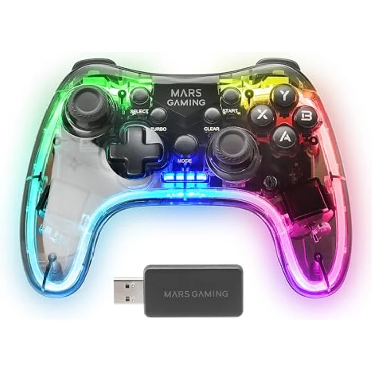 Mars Gaming MGP-24 RGB, Wireless Gaming Controller mit 2.4GPRO Verbindung, transparentes Design, kompatibel mit Mac, Android, PC, Xbox 360, PS4, PS3, Schwarz – Bild 10