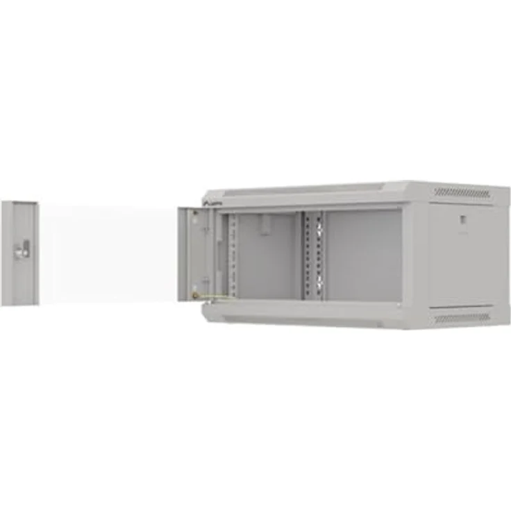 Lanberg Wandmontage 19 Zoll Rackschrank 4HE, grauer Serverschrank mit abschliessbarer Glastür und max. Tragfähigkeit von 60 kg, Flat-Pack-Format – Bild 2