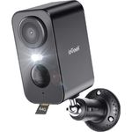 ieGeek Überwachungskamera 1 Stück 5MP Überwachungskamera Aussen Akku 2K mit 64GB TF Karte (Weißbraun, IP65, Farbige Nachtsicht, 2-Wege-Audio)