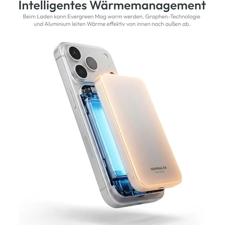 VONMÄHLEN Evergreen Mag, magnetischer Wireless Charger mit 5.000 mAh, Qi2-zertifiziert, Weiß – Bild 4