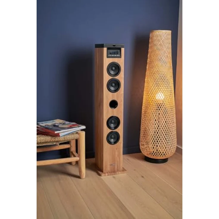 Thomson DS122CD Natural-Black Partybox, Bluetooth Soundtower mit 60W Leistung, CD-Player, USB- und SD-Kartenanschluss, UKW-Radio, schwarz-holz – Bild 3