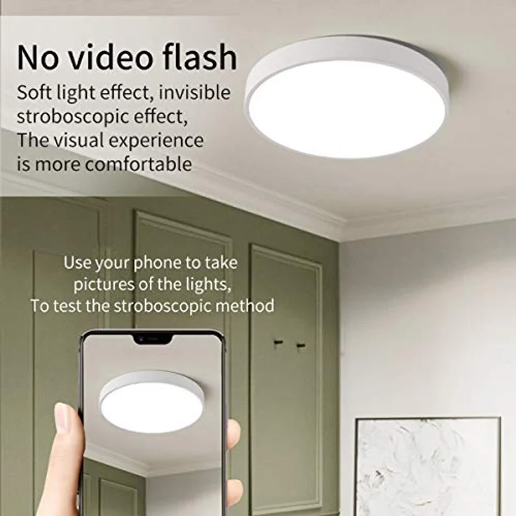 Style home 48W LED Deckenleuchte Ø50x4cm, Warmweiß 3000K, ultraslim runde Lampe aus Metall, Weiß, für Wohnzimmer Schlafzimmer Büro Küche Diele Flur – Bild 3