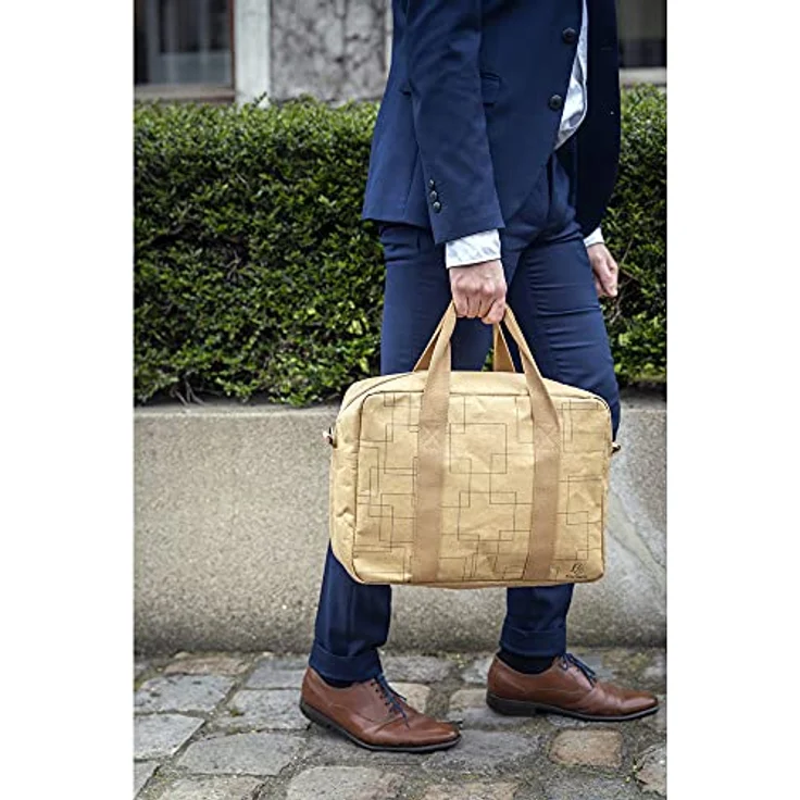 Exacompta 17660E Premium Tasche Eterneco mit 15" Laptopfach und Tragegriffen und Gurt wasserabweisend aus pflanzlichen und veganen Materialien Umhängetasche für Schule und Uni Kunstlederoptik braun – Bild 4