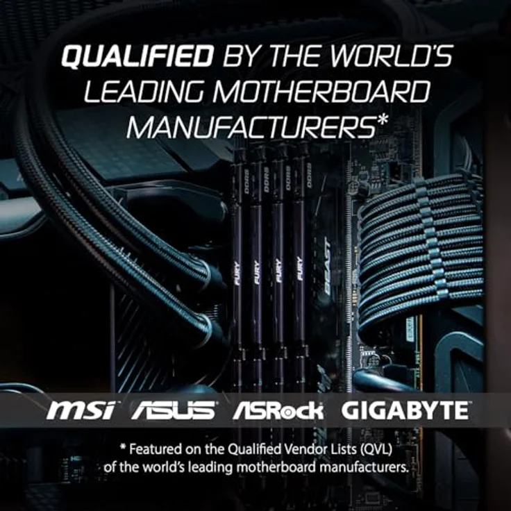 Kingston FURY Beast 64GB 6400MT/s DDR5 CL32 DIMM (Kit mit 2) Schwarz Desktop Gaming Speicher - KF564C32BBEK2-64 – Bild 2