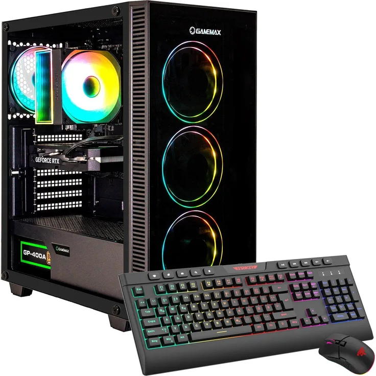 GameMax Draco XD 7794, Gaming-PC mit AMD Ryzen 5 5500, 16 GB RAM, 1 TB SSD und NVIDIA GeForce RTX 5060, Schwarz