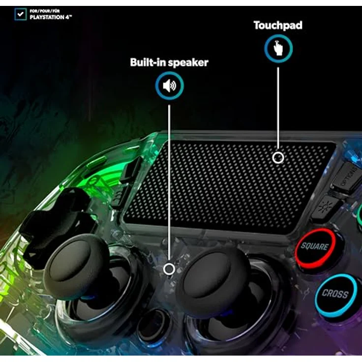 Snakebyte GAMEPAD RGB 4 - Transparenter Wireless Controller für PlayStation 4, einstellbare RGB-Beleuchtung, starker Akku, belegbare Zusatztasten – Bild 5