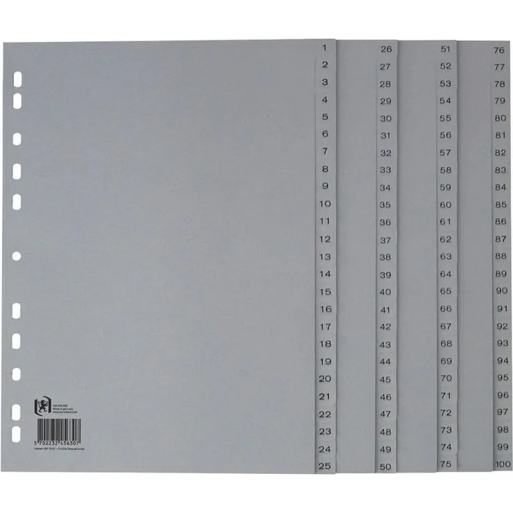 OXFORD Aktenordner 1-100 Register, A4, Karton, grau - Preisvergleich