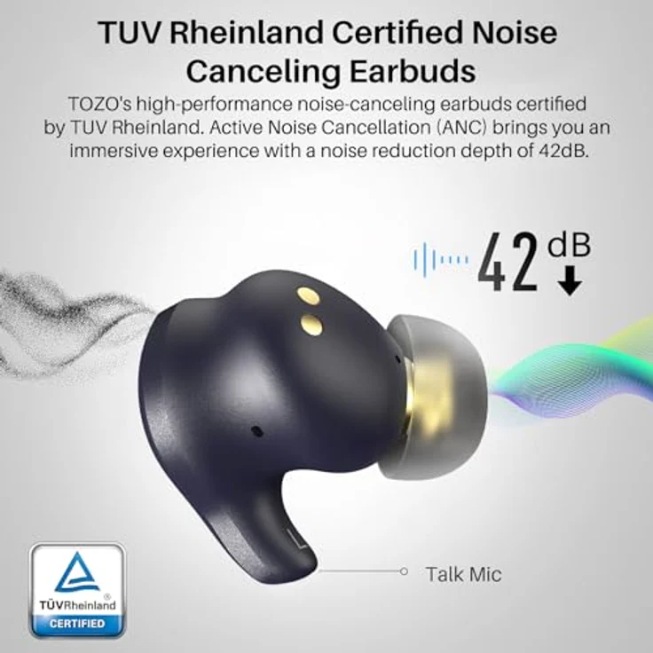 TOZO Golden X1 Kopfhörer Kabellos Bluetooth Balanced Armature Treiber, Hybrid Dynamik Treiber, OrigX Pro, LDAC & Hi-Res Audio Drahtlos, Umgebung & Aktive Geräuschunterdrückung Ohrhörer, Stern Schwarz – Bild 3