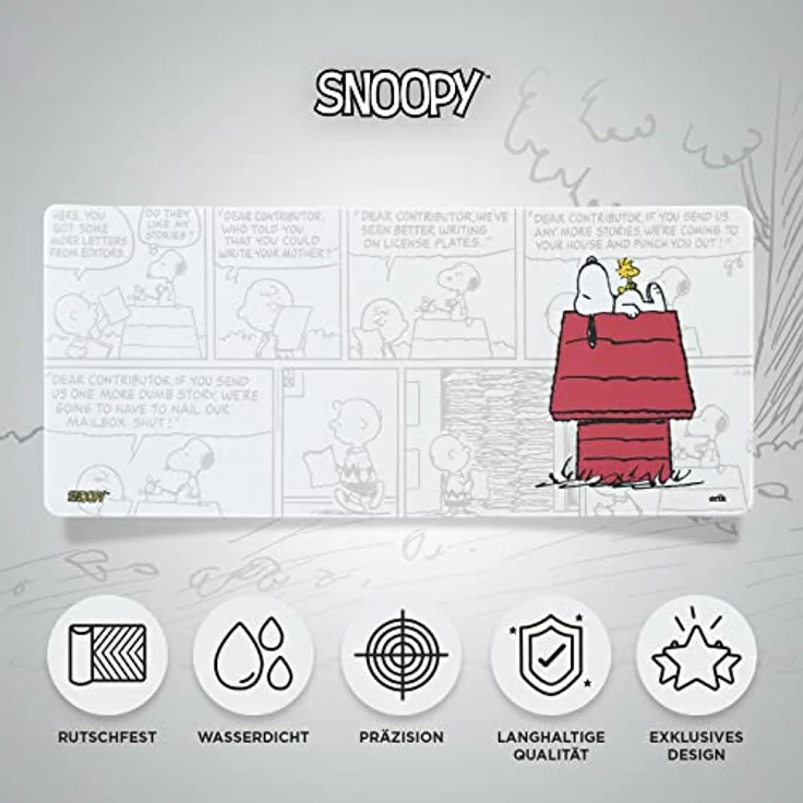 Grupo Erik Mausepad XXL Peanuts Snoopy Gaming Mousepad XXL rutschfest und Wasserabweisend Mauspad Groß - Mouse Pad XXL Gaming Schreibtischunterlage PC Zubehör Gaming – Bild 2