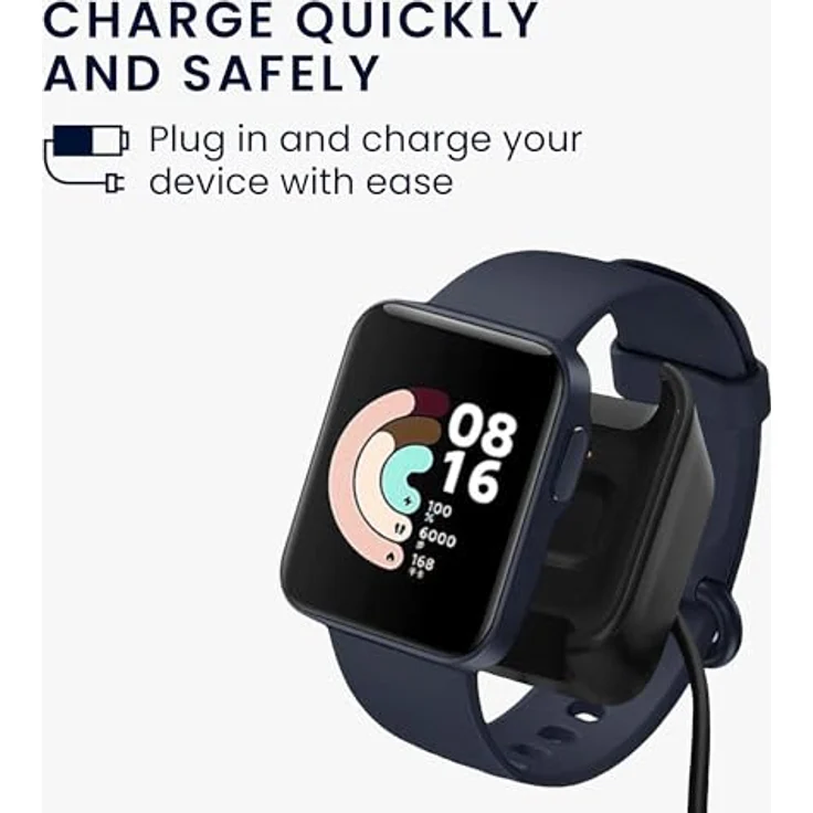 kwmobile USB Kabel Charger für Xiaomi Mi Watch Lite/Redmi Watch - Smart Watch Ersatzkabel - Fitnesstracker Aufladekabel, Schwarz – Bild 2