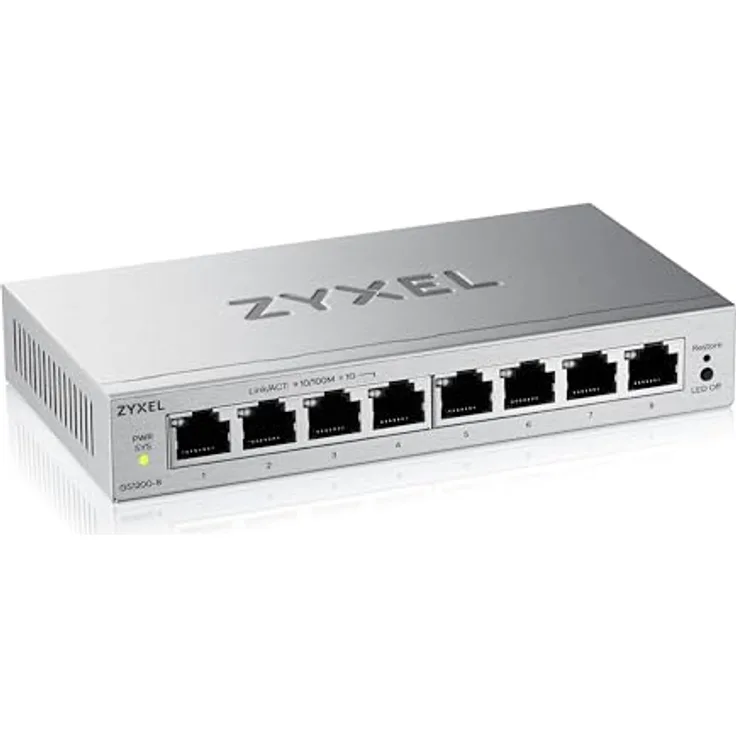Zyxel GS1200-8v3, 8-Port Web Managed Gigabit LAN Switch, lüfterlos, QoS, Link Aggregation, VLAN, IGMP Snooping, Desktop