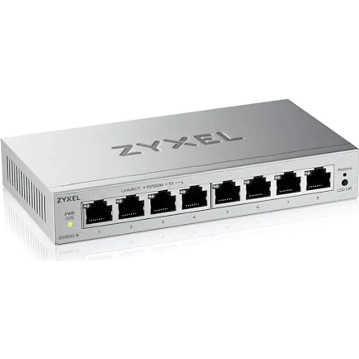 Zyxel GS1200-8v3, 8-Port Web Managed Gigabit LAN Switch, lüfterlos, QoS, Link Aggregation, VLAN, IGMP Snooping, Desktop – Bild 1