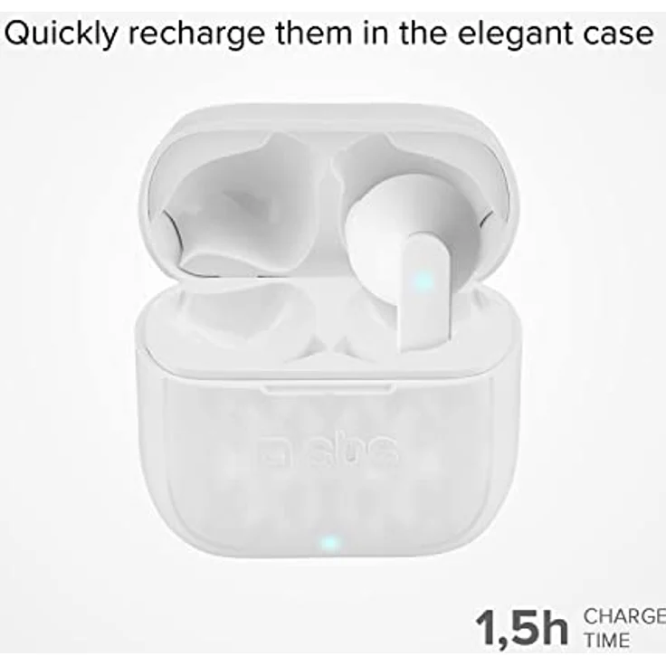 SBS Stereo Wireless Earphones, 200 mAh charging base, touch controls and micro, True Wireless In-Ear-Kopfhörer, weiß – Bild 3